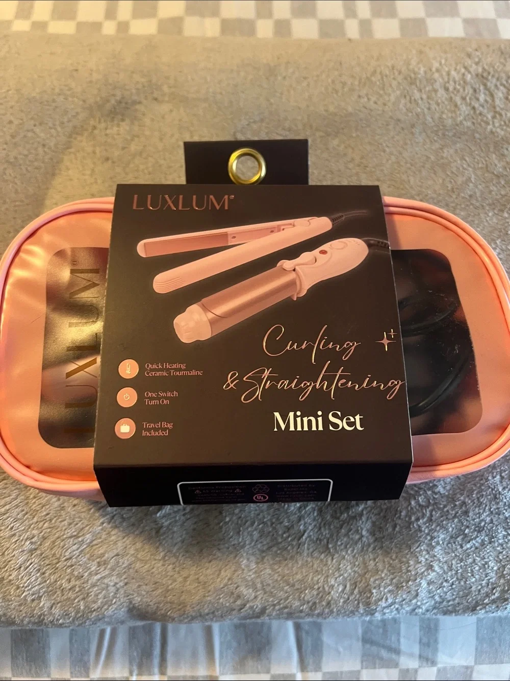 LuxLUM Pink Curling & Straightening Mini Set - Travel Styler